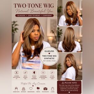 Two-Tone Straight Synthetic Wig | Glueless | Natural Everyday Look